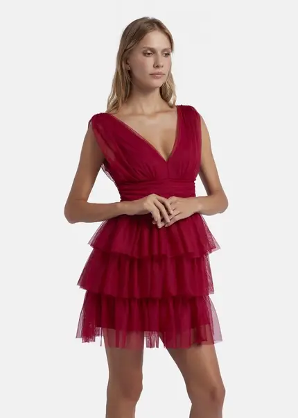 Nicowa Mini tulle dress - STELLOWA in dark berryarticle number NC8A22001014E-011 Begrenzt auf 3 Tage
