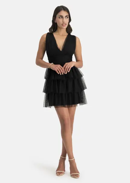 Nicowa Tulle mini dress - STELLOWA in BLACKarticle number NC7A12028019E-002 Im Verkauf