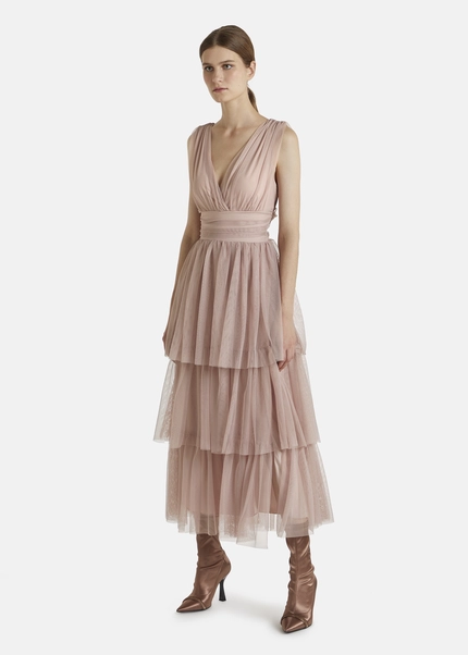 Nicowa Tulle maxi dress BALINO in BEIGEarticle number NC7A12027032E-138 zollfrei