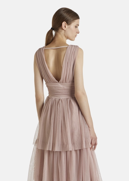 Nicowa Tulle maxi dress BALINO in BEIGEarticle number NC7A12027032E-138 zollfrei