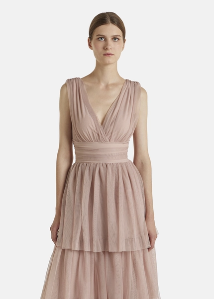 Nicowa Tulle maxi dress BALINO in BEIGEarticle number NC7A12027032E-138 zollfrei
