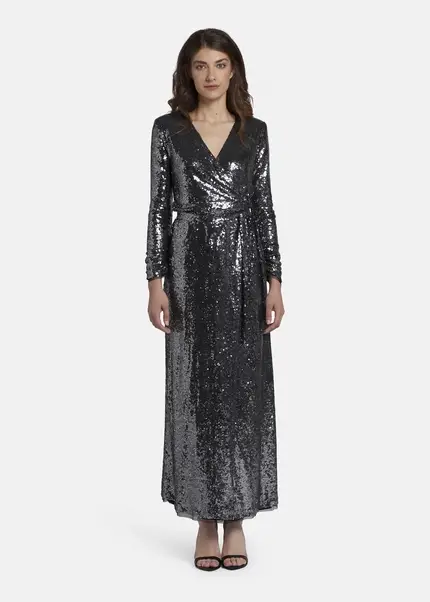 Nicowa Maxi sequin wrap dress - MILOWA in SILVERarticle number NC8A22012031E-088 Rabatte dieses Monats