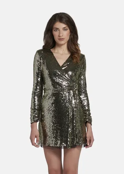 Nicowa Mini sequin wrap dress - MILOWA in GOLDarticle number NC8A22010023E-131 Online