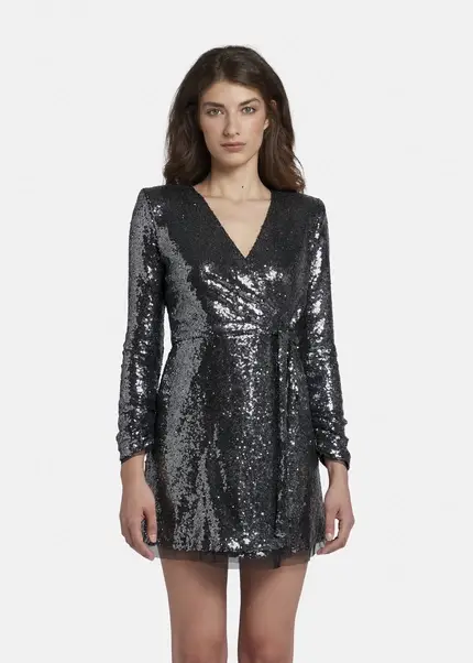 Nicowa Mini sequin wrap dress - MILOWA in SILVERarticle number NC8A22009031E-088 Outlet