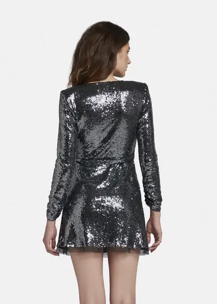 Nicowa Mini sequin wrap dress - MILOWA in SILVERarticle number NC8A22009031E-088 Outlet