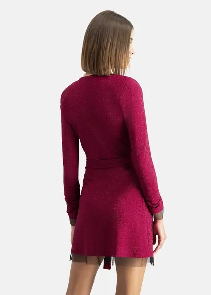 Nicowa Mini wrap dress in lamé- MILOWA in PINKarticle number NC7A24038044E-139 Auslauf