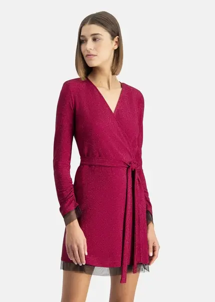 Nicowa Mini wrap dress in lamé- MILOWA in PINKarticle number NC7A24038044E-139 Auslauf