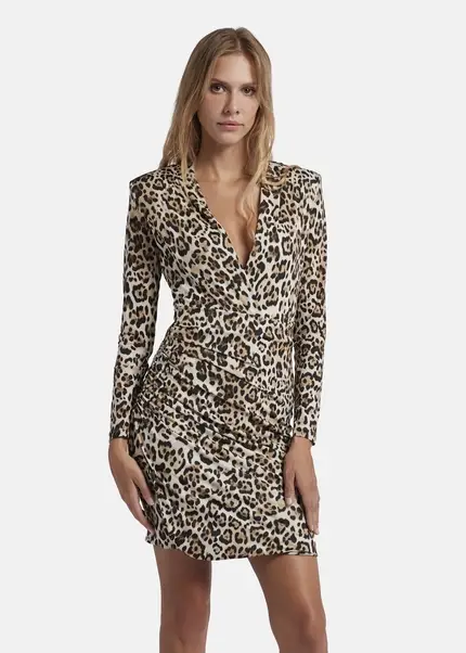 Nicowa Draped mini dress - MICIMA in BLACK LEOarticle number NC8A22008017E-151 Günstiger Verkauf
