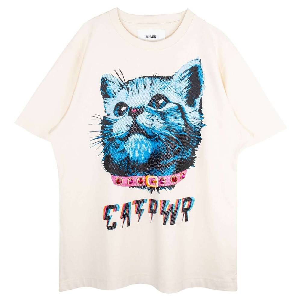 NIL+MON Oversize Tee "Cat PWR" Fabrikverkauf