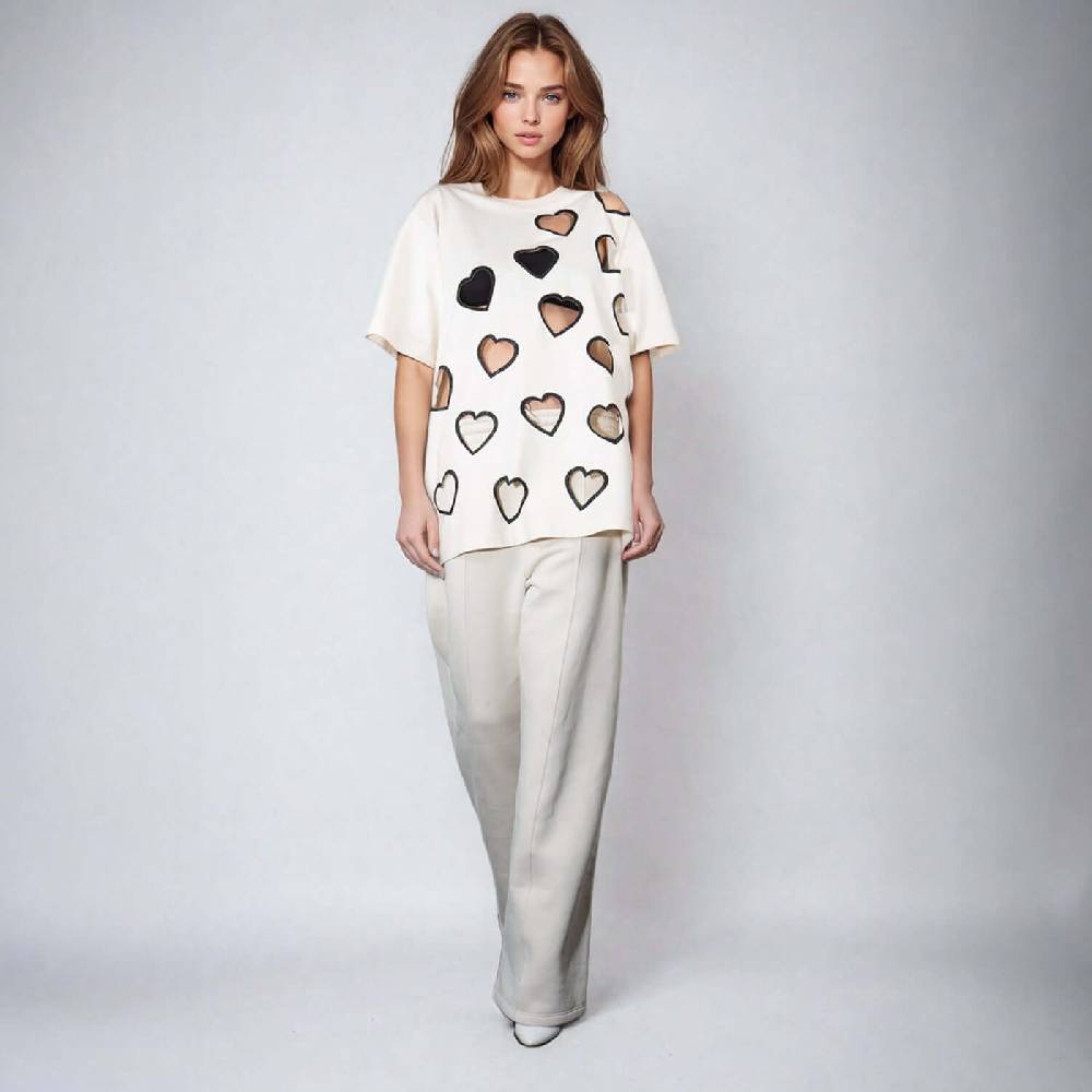 NIL+MON Oversize Tee "Flying Hearts" Große Rabatte