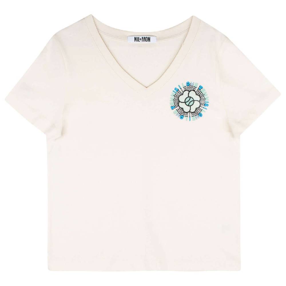 NIL+MON V-Neck Shirt "Circle Blue" Clearance-Verkauf