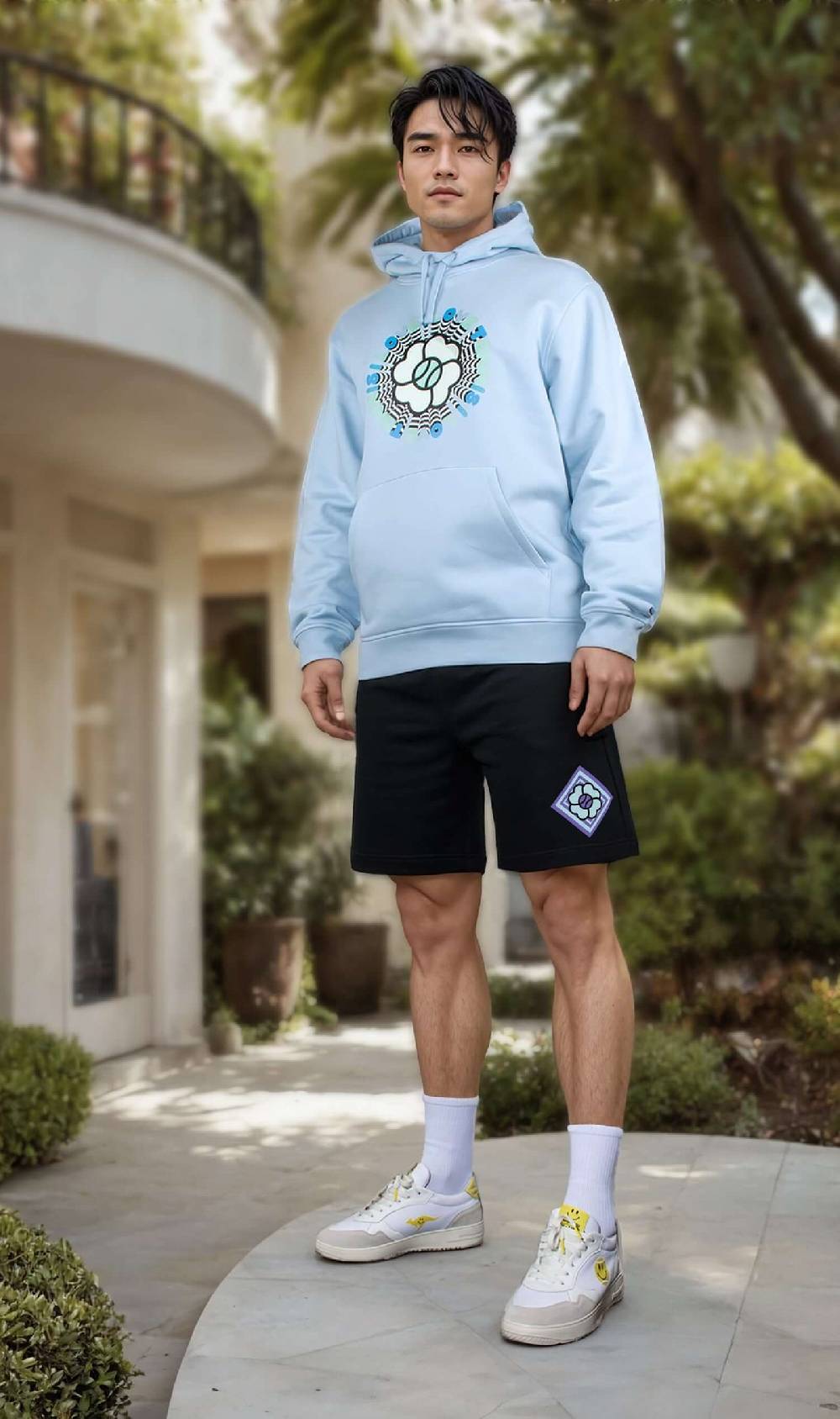 NIL+MON Hoodie "Circle Blue" Kostenloser Versand international