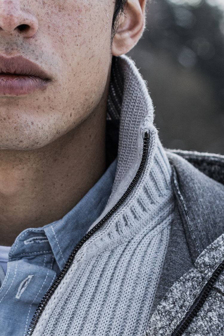 Phil Petter Zippjacke aus Merinowolle, breiter Ripp-Strick Exklusive Angebote