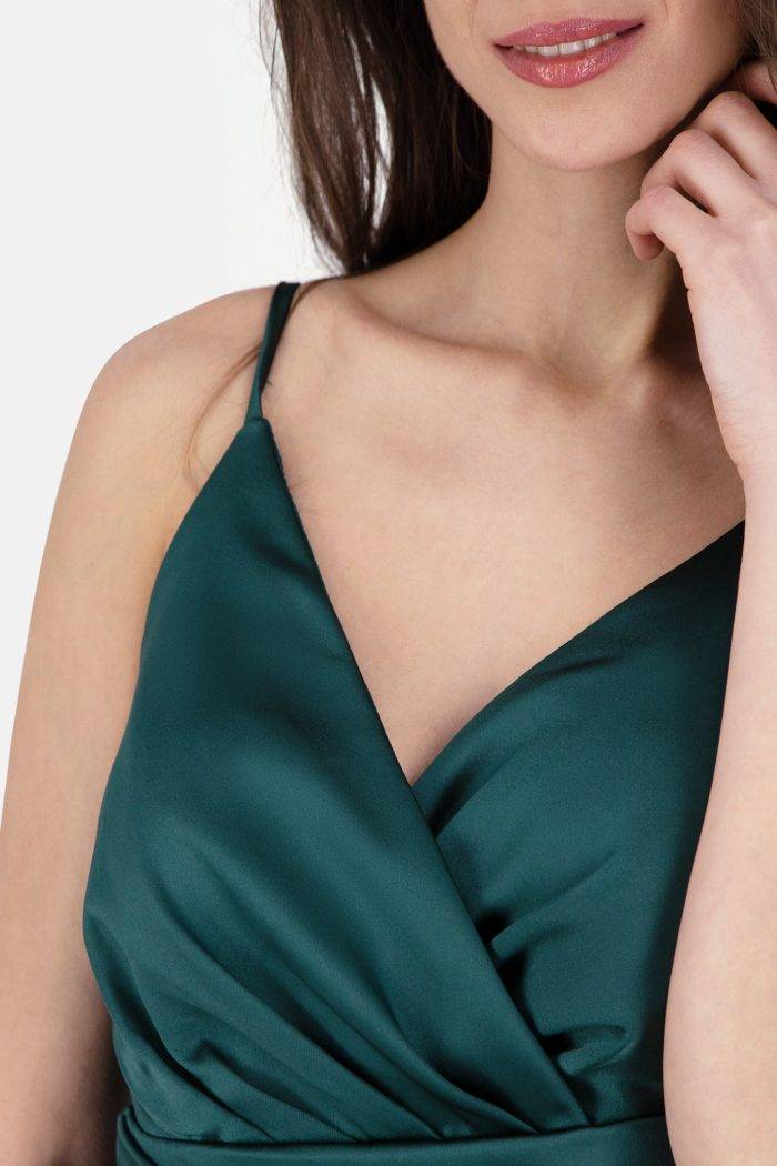 Prestije Spaghetti Kleid drapiert mit Beinschlitz Schlussverkauf
