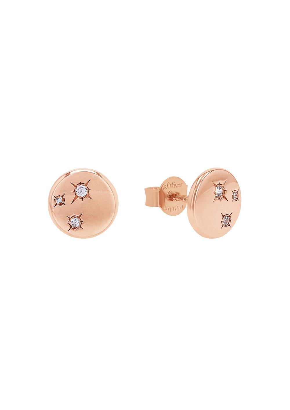 s.Oliver rosévergoldete Silber-Ohrstecker mit Stern-motiv Bis zu 55% Rabatt