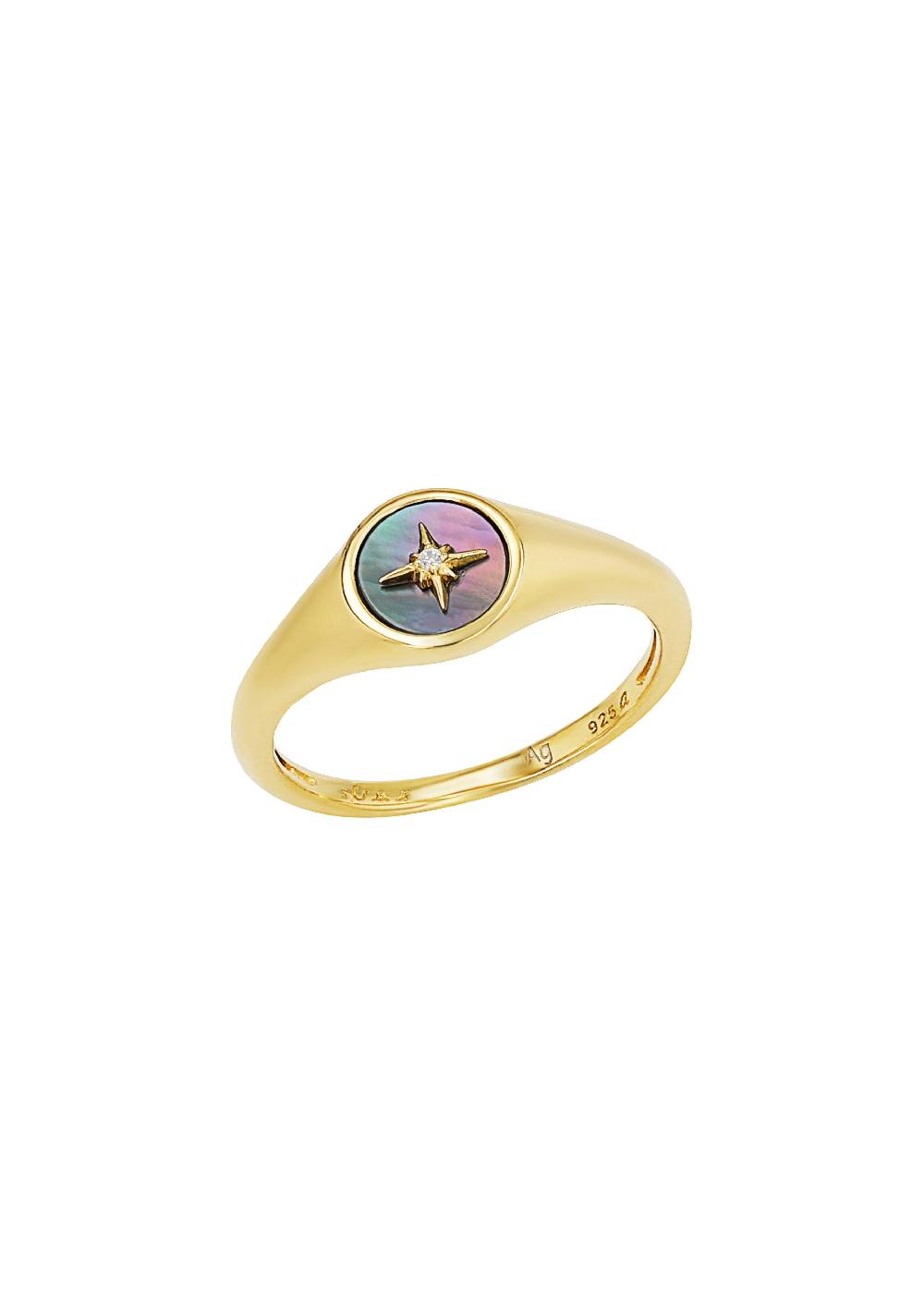 s.Oliver gelbvergoldeter Silber-Ring mit Stern-Motiv Begrenzt auf 3 Tage