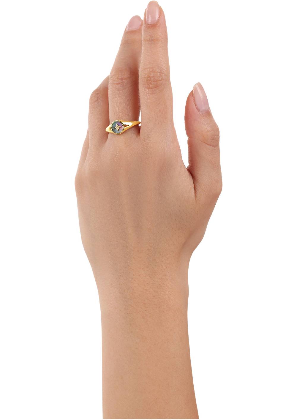 s.Oliver gelbvergoldeter Silber-Ring mit Stern-Motiv Begrenzt auf 3 Tage