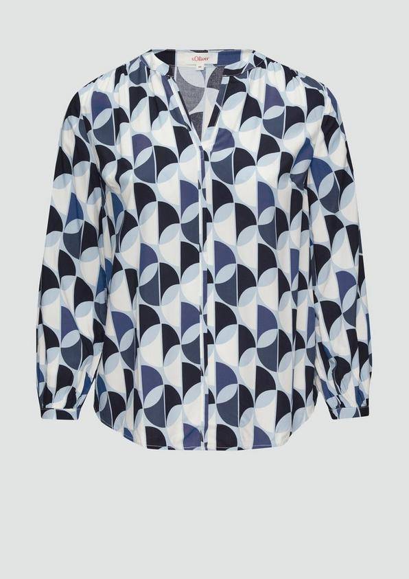 s.Oliver Viskose-Bluse mit Raffdetails und All-over-Print Limitierter Zeitrabatt