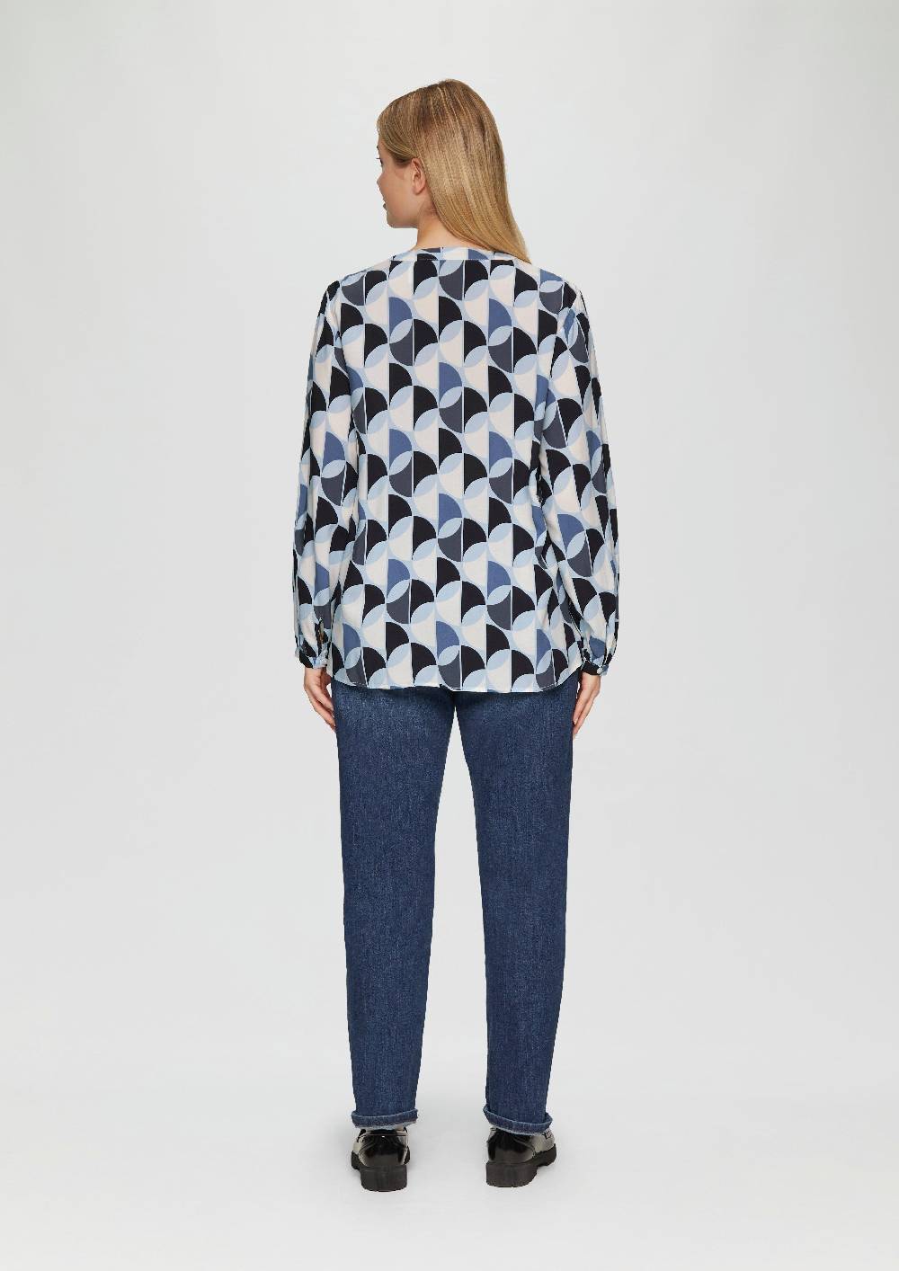 s.Oliver Viskose-Bluse mit Raffdetails und All-over-Print Limitierter Zeitrabatt