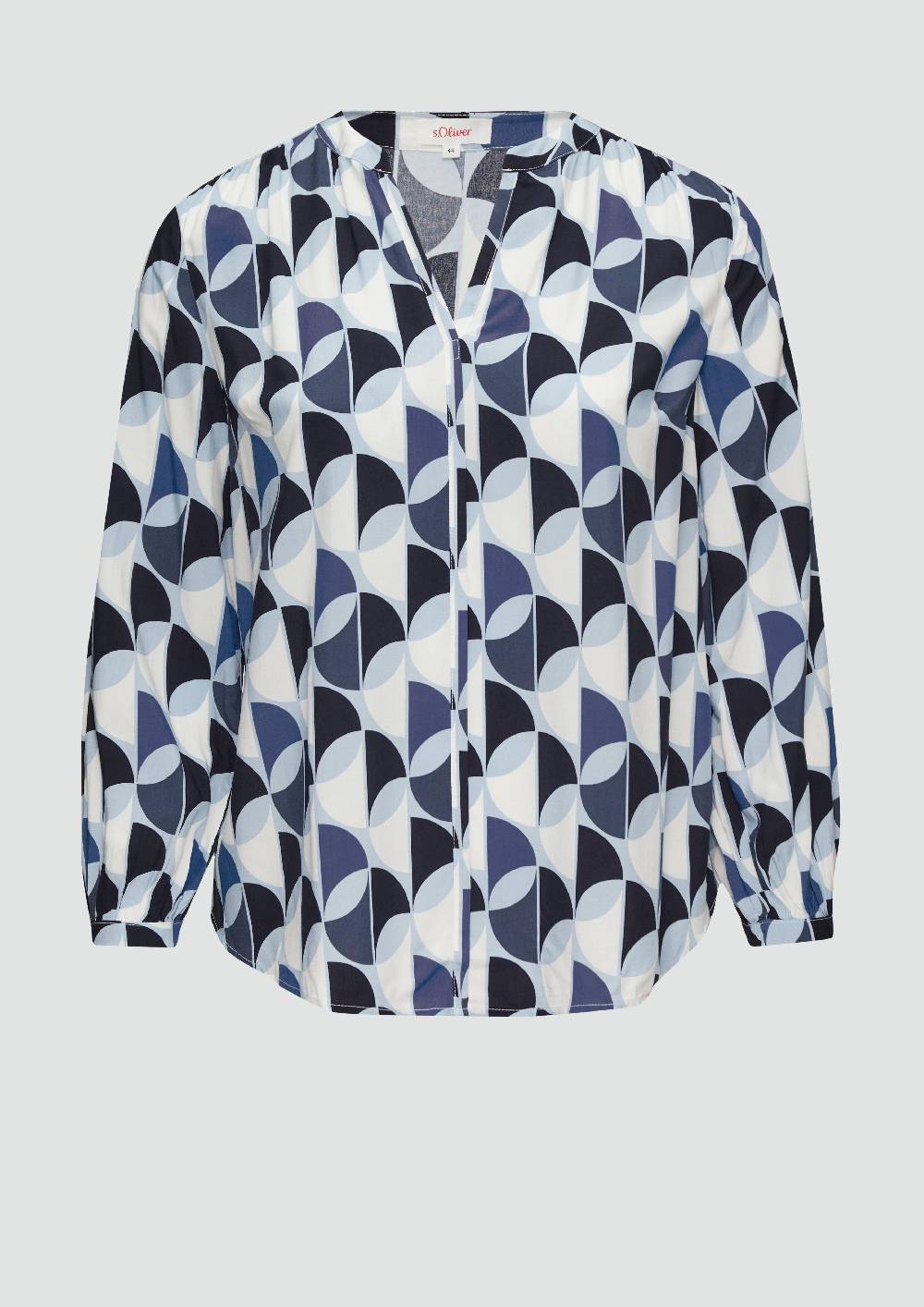 s.Oliver Viskose-Bluse mit Raffdetails und All-over-Print Limitierter Zeitrabatt