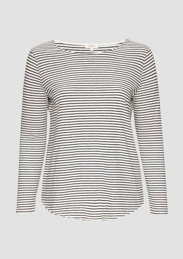s.Oliver Longsleeve mit Flammgarnstruktur und Rundhalsausschnitt Fabrik Onlineshop