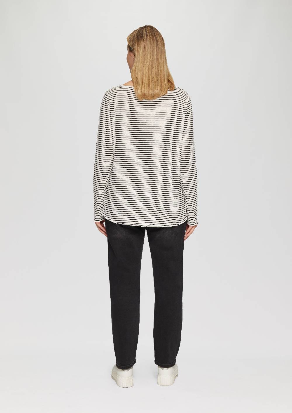 s.Oliver Longsleeve mit Flammgarnstruktur und Rundhalsausschnitt Fabrik Onlineshop
