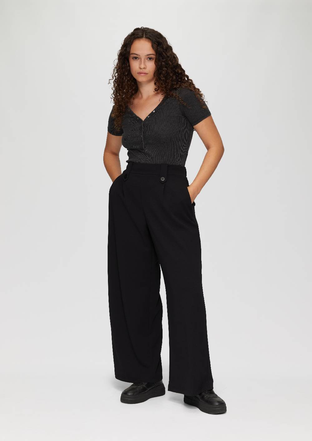 s.Oliver Crêpe-Hose im Relaxed Fit mit Wide Leg Sonderangebot