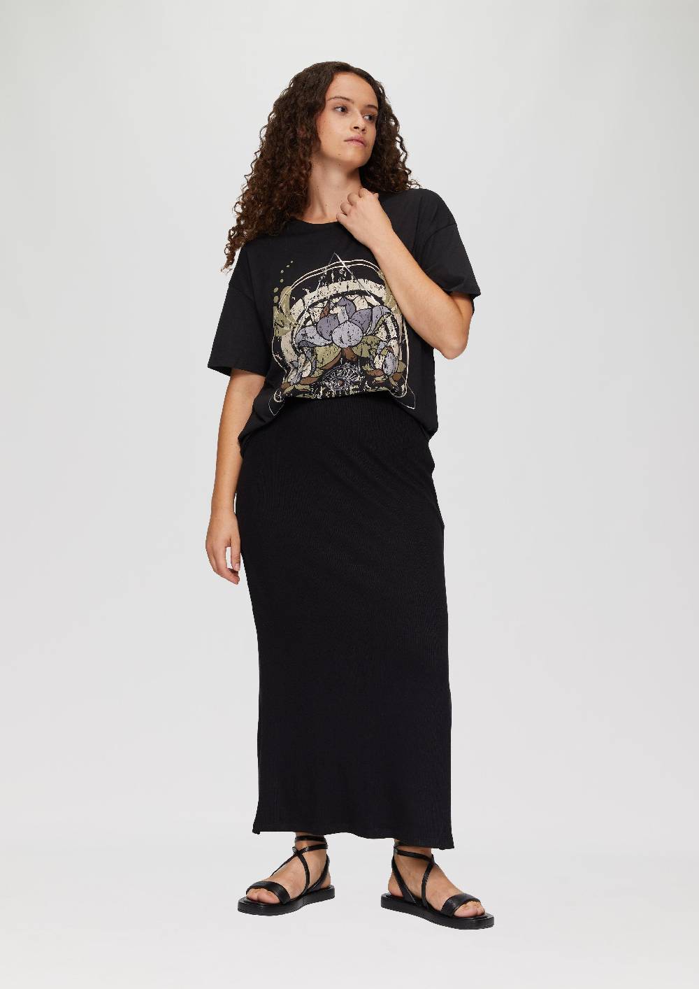 s.Oliver Print-T-Shirt mit überschnittenen Schultern Flash Sale