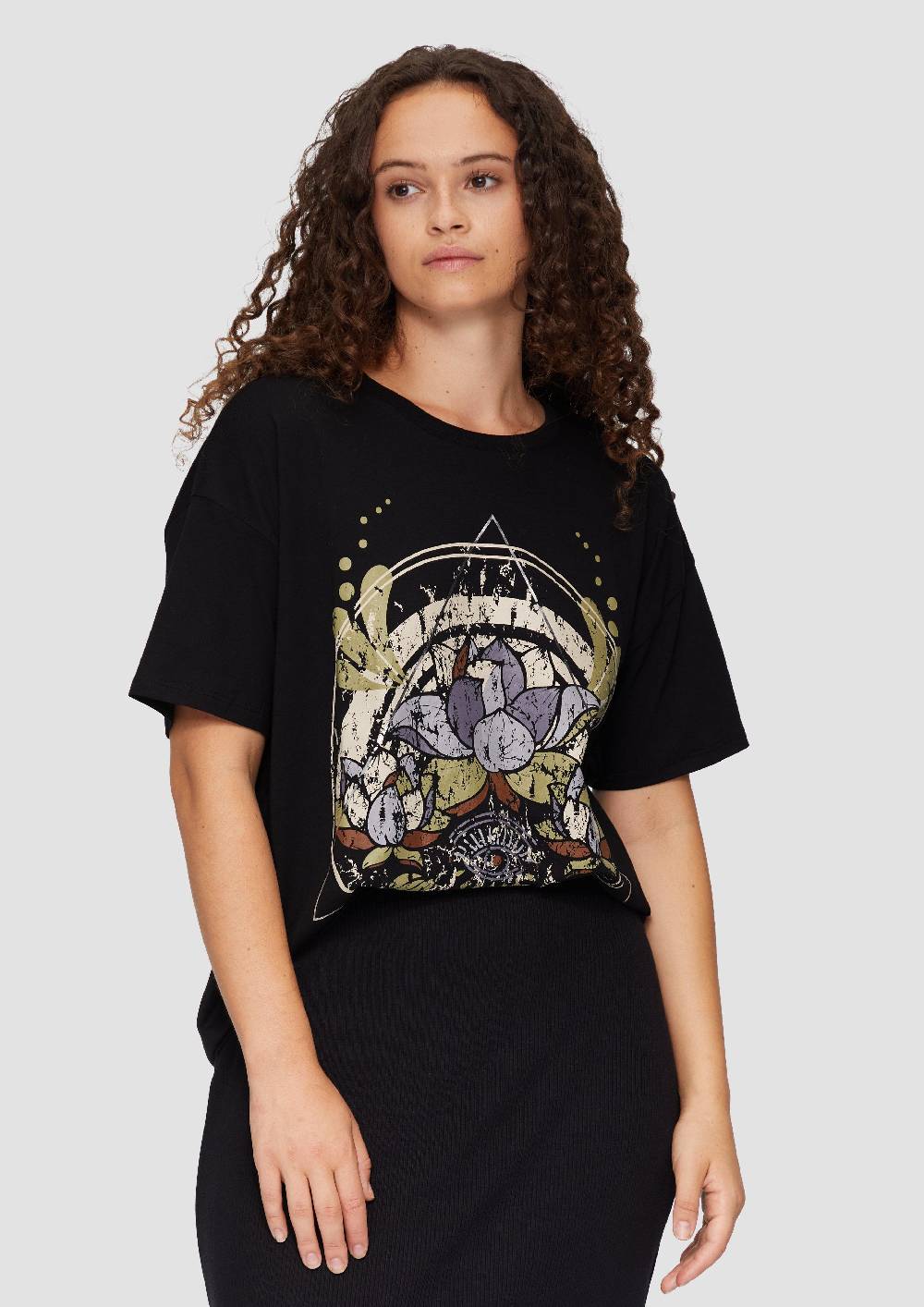 s.Oliver Print-T-Shirt mit überschnittenen Schultern Flash Sale