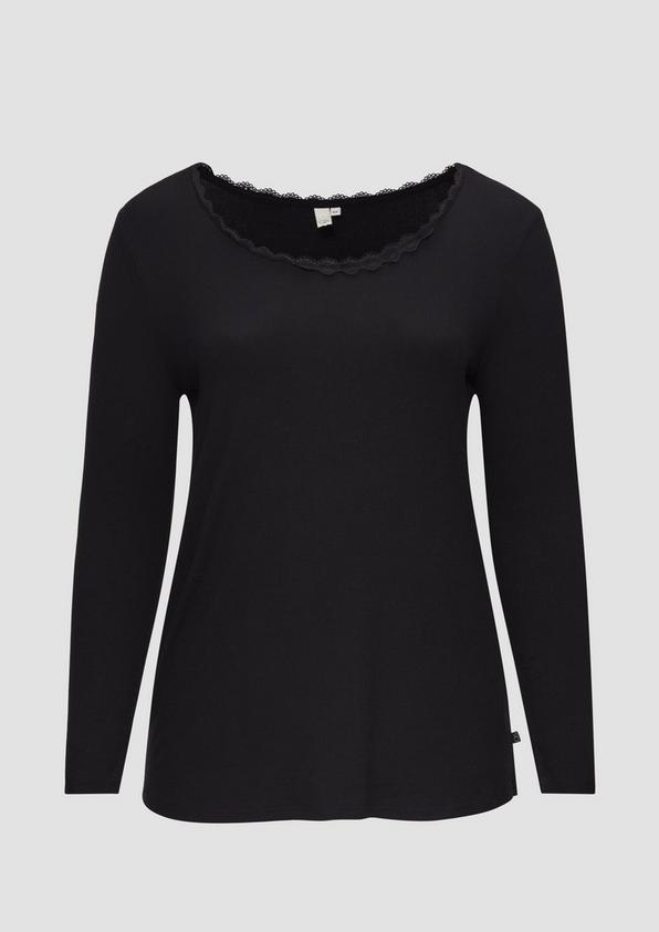 s.Oliver Rippshirt aus Viskosemix mit Spitzendetail Cyber Monday