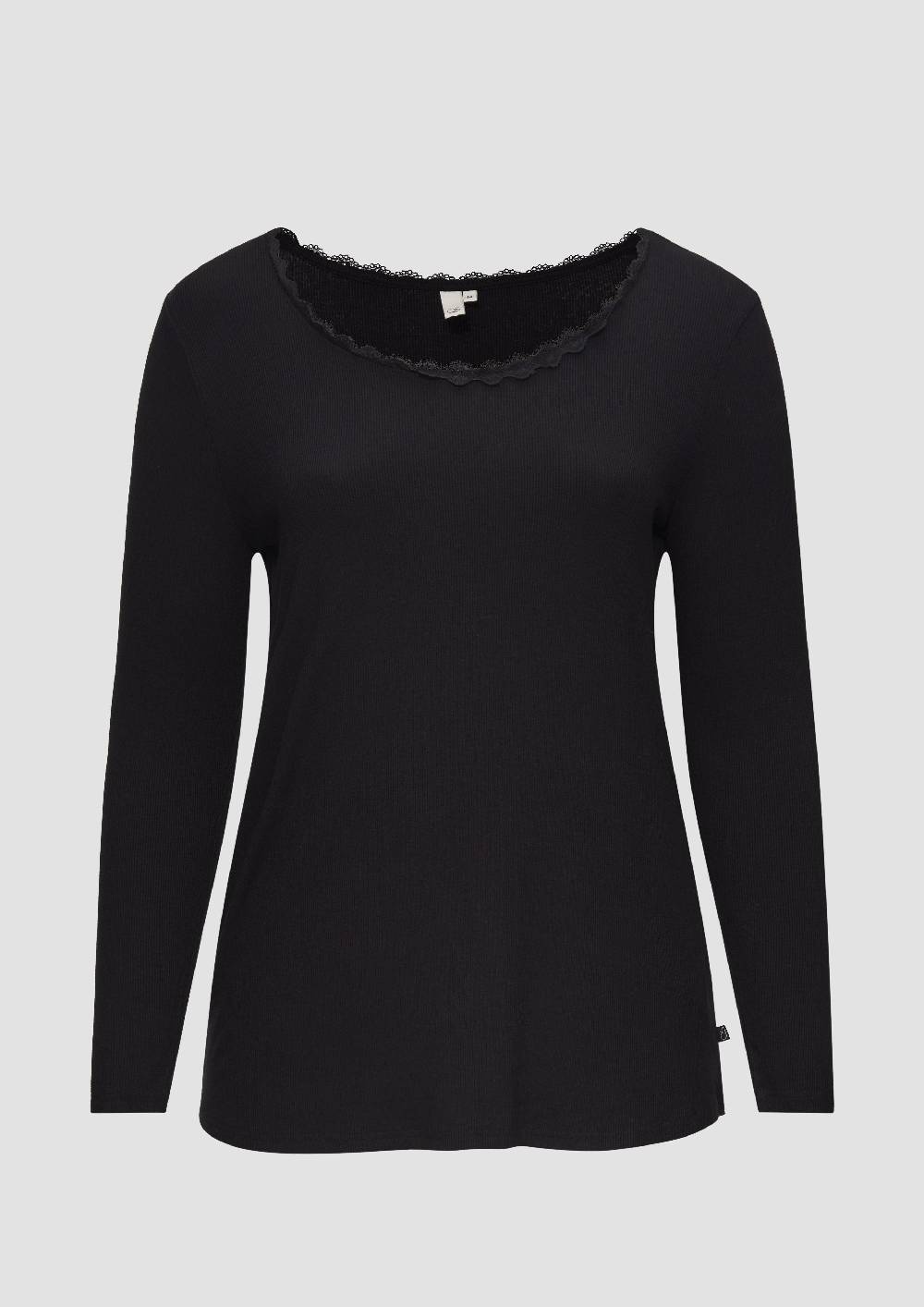 s.Oliver Rippshirt aus Viskosemix mit Spitzendetail Cyber Monday