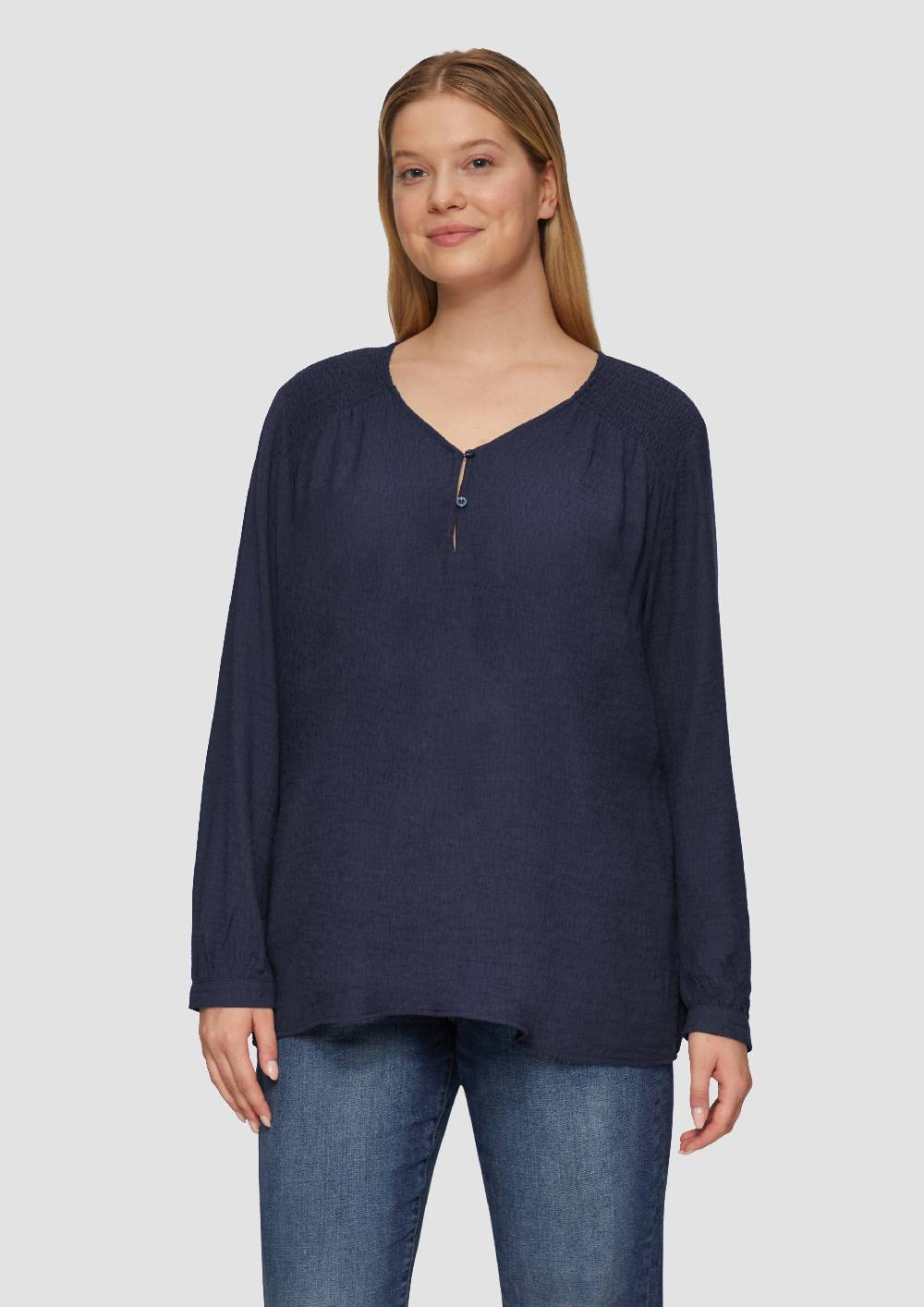 s.Oliver Strukturierte Bluse aus Viskosemix mit Smok Detail VIP-Rabatte