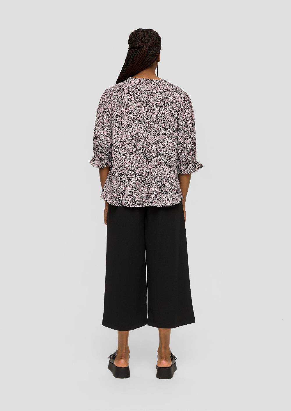 s.Oliver Kurze, gemusterte Bluse mit Raffung Clearance-Verkauf