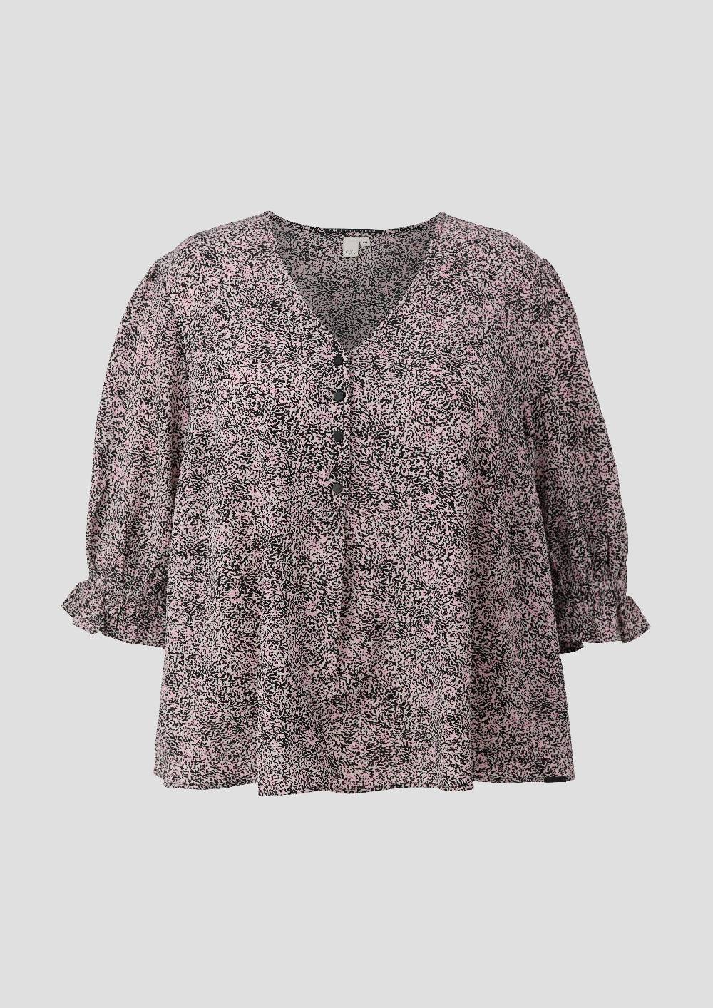 s.Oliver Kurze, gemusterte Bluse mit Raffung Clearance-Verkauf
