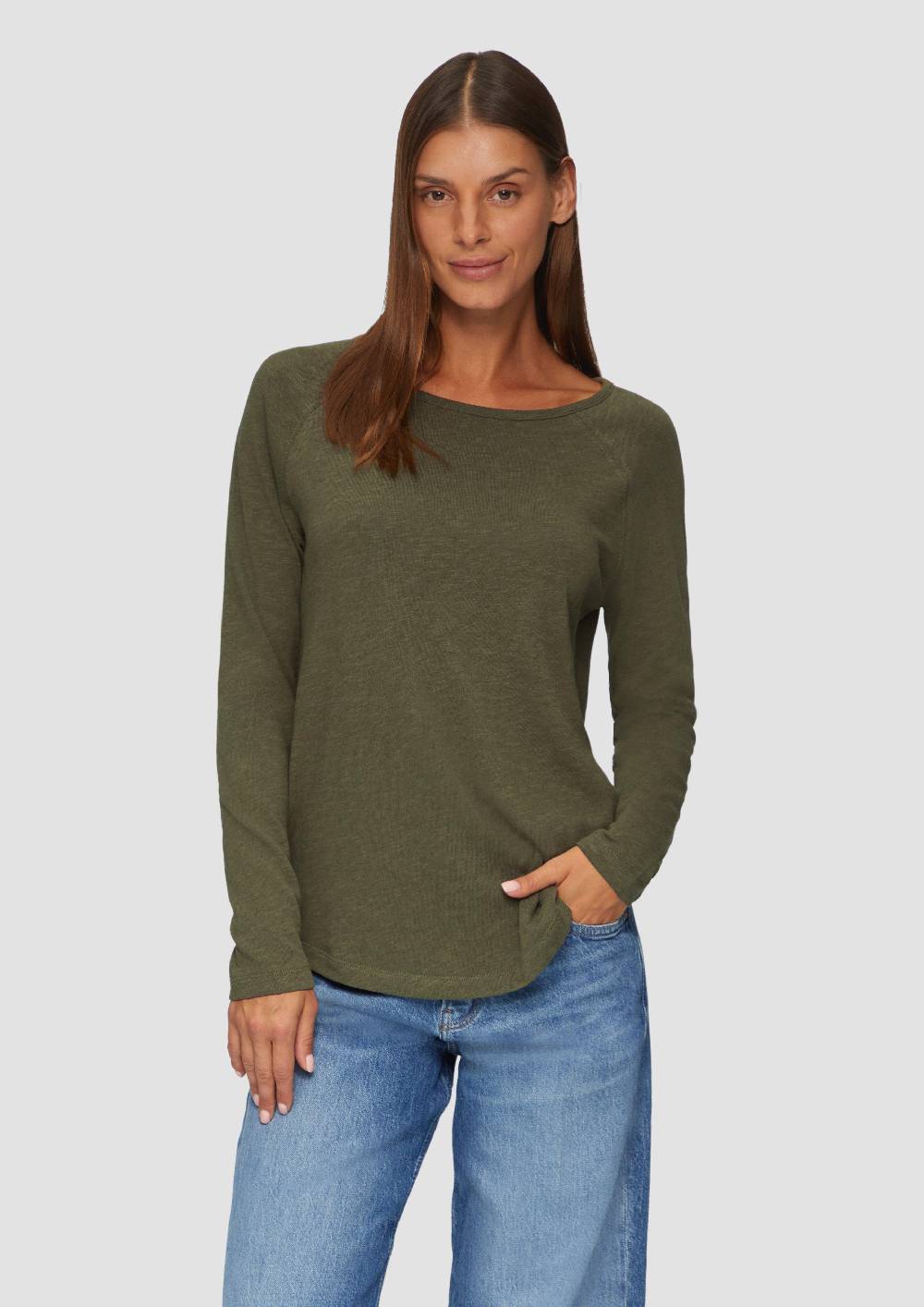 s.Oliver Langarmshirt mit Flammgarnstruktur und Raglanärmeln Online Outlet