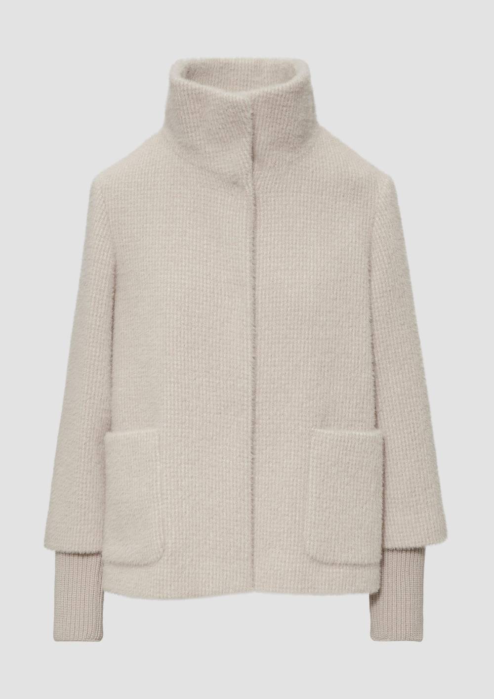 s.Oliver Flauschige Jacke mit Strickbündchen am Ärmel Letzte 3 Tage