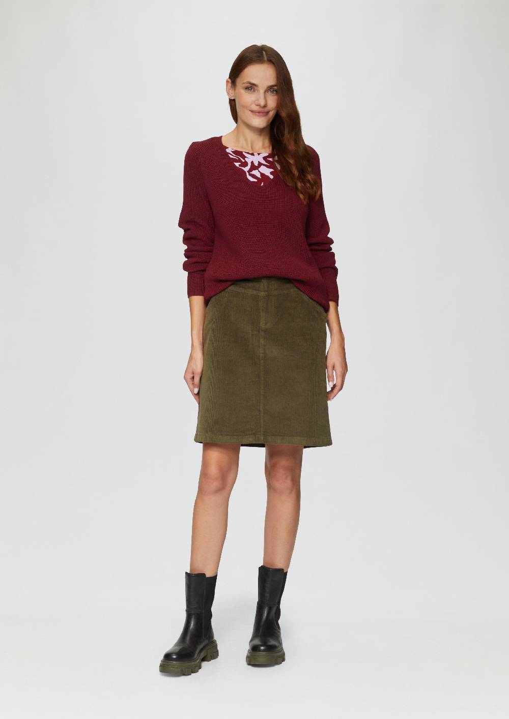 s.Oliver Strickpullover mit V-Ausschnitt aus Baumwollmix Zeitbegrenzte Promotion