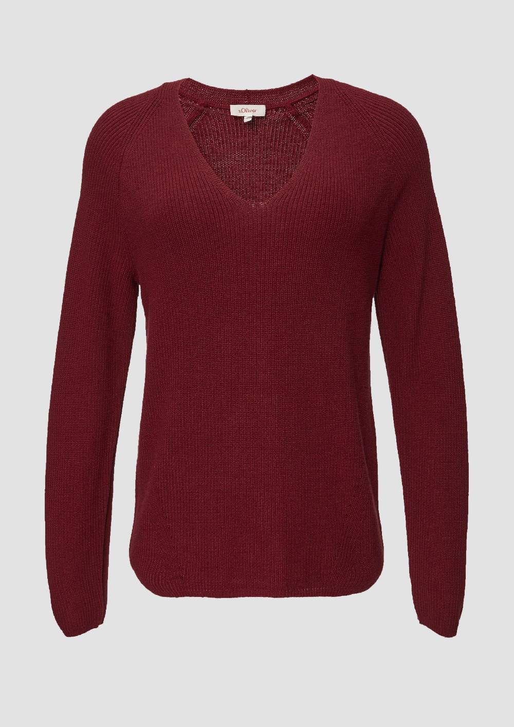 s.Oliver Strickpullover mit V-Ausschnitt aus Baumwollmix Zeitbegrenzte Promotion