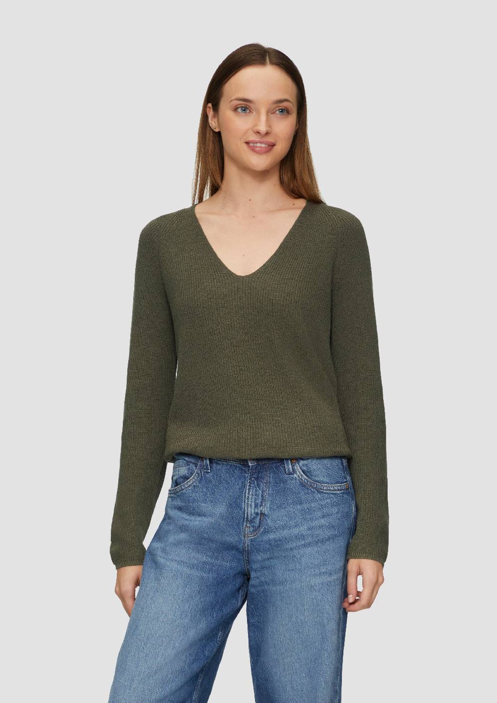 s.Oliver Strickpullover mit V-Ausschnitt und Raglan-Ärmeln Riesige Rabatte
