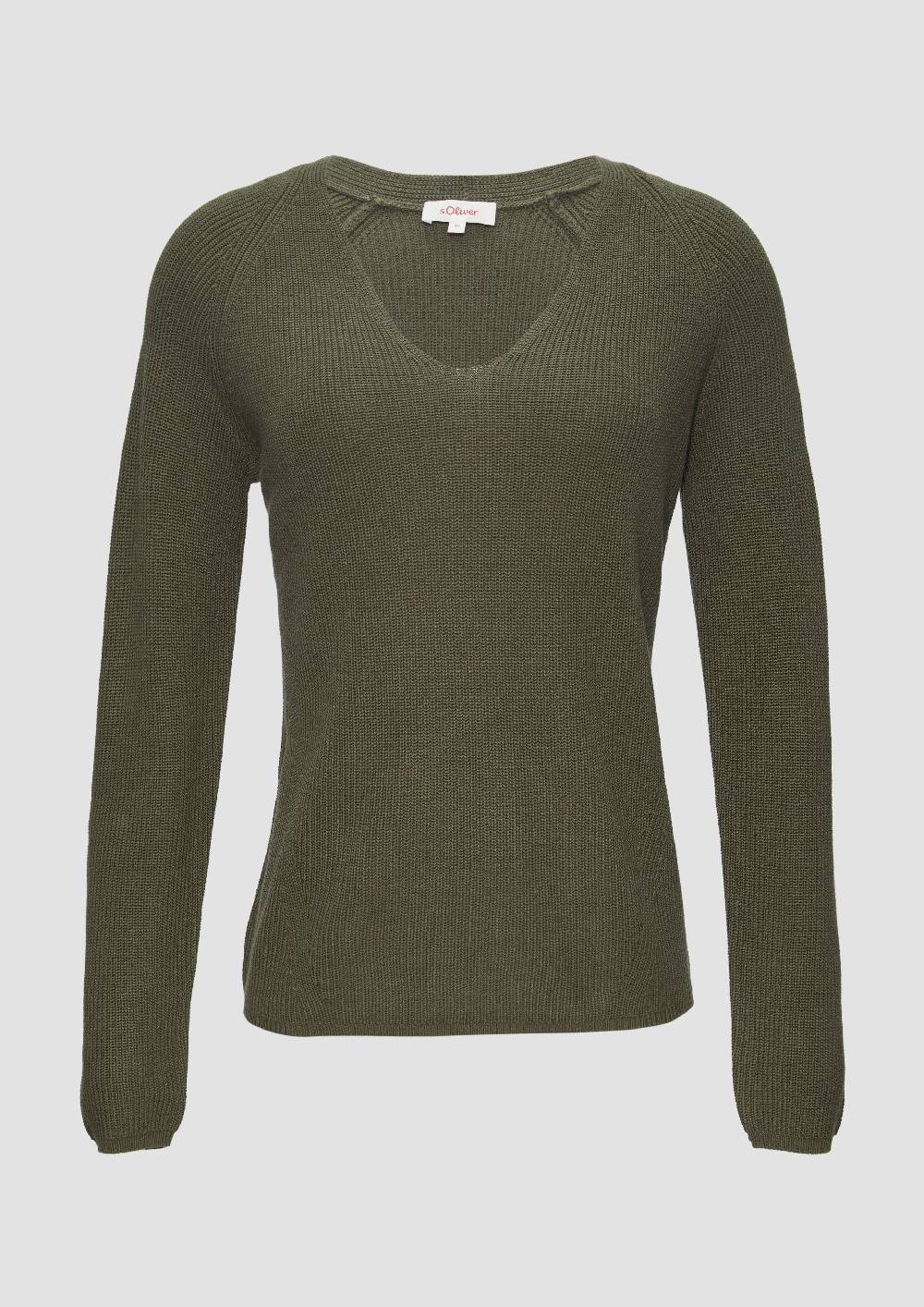s.Oliver Strickpullover mit V-Ausschnitt und Raglan-Ärmeln Riesige Rabatte