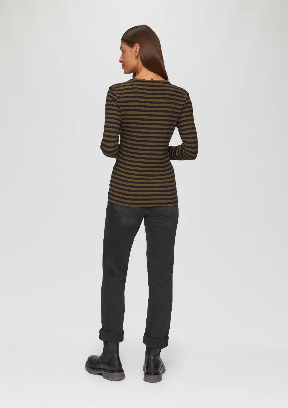 s.Oliver Geripptes Longsleeve im Slim Fit Fabrikladen