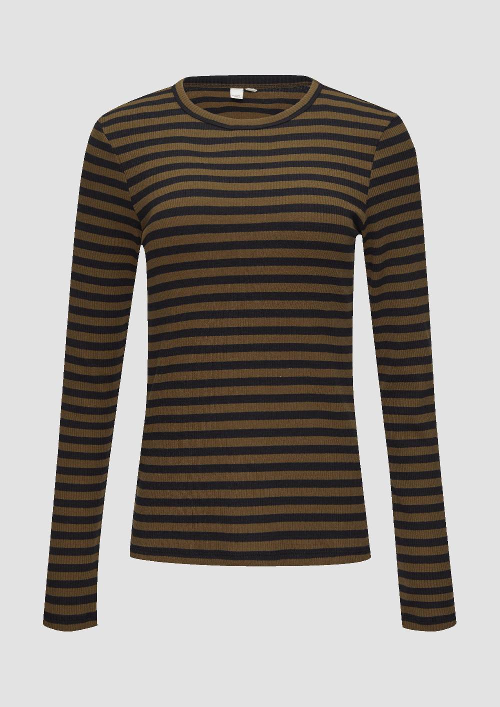 s.Oliver Geripptes Longsleeve im Slim Fit Fabrikladen