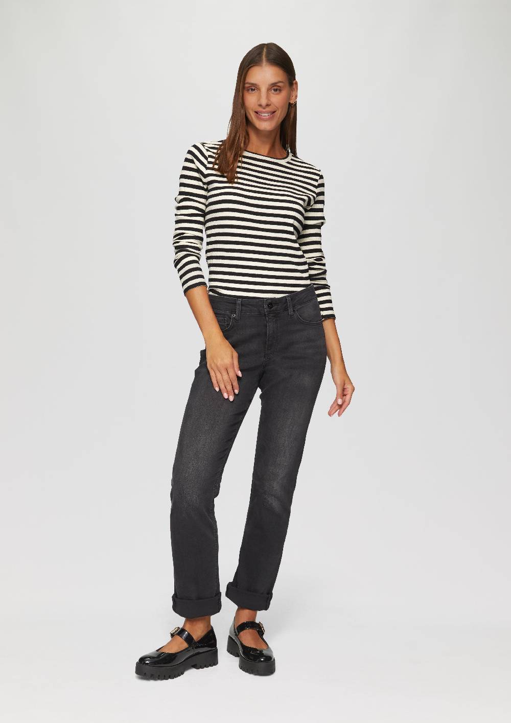s.Oliver Geripptes Longsleeve im Slim Fit Speichern exportieren