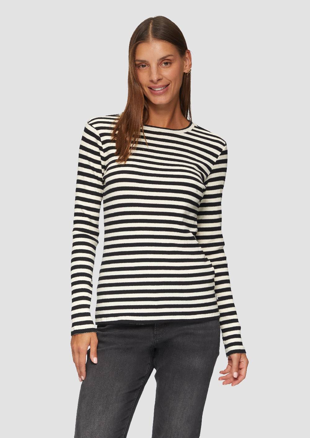 s.Oliver Geripptes Longsleeve im Slim Fit Speichern exportieren
