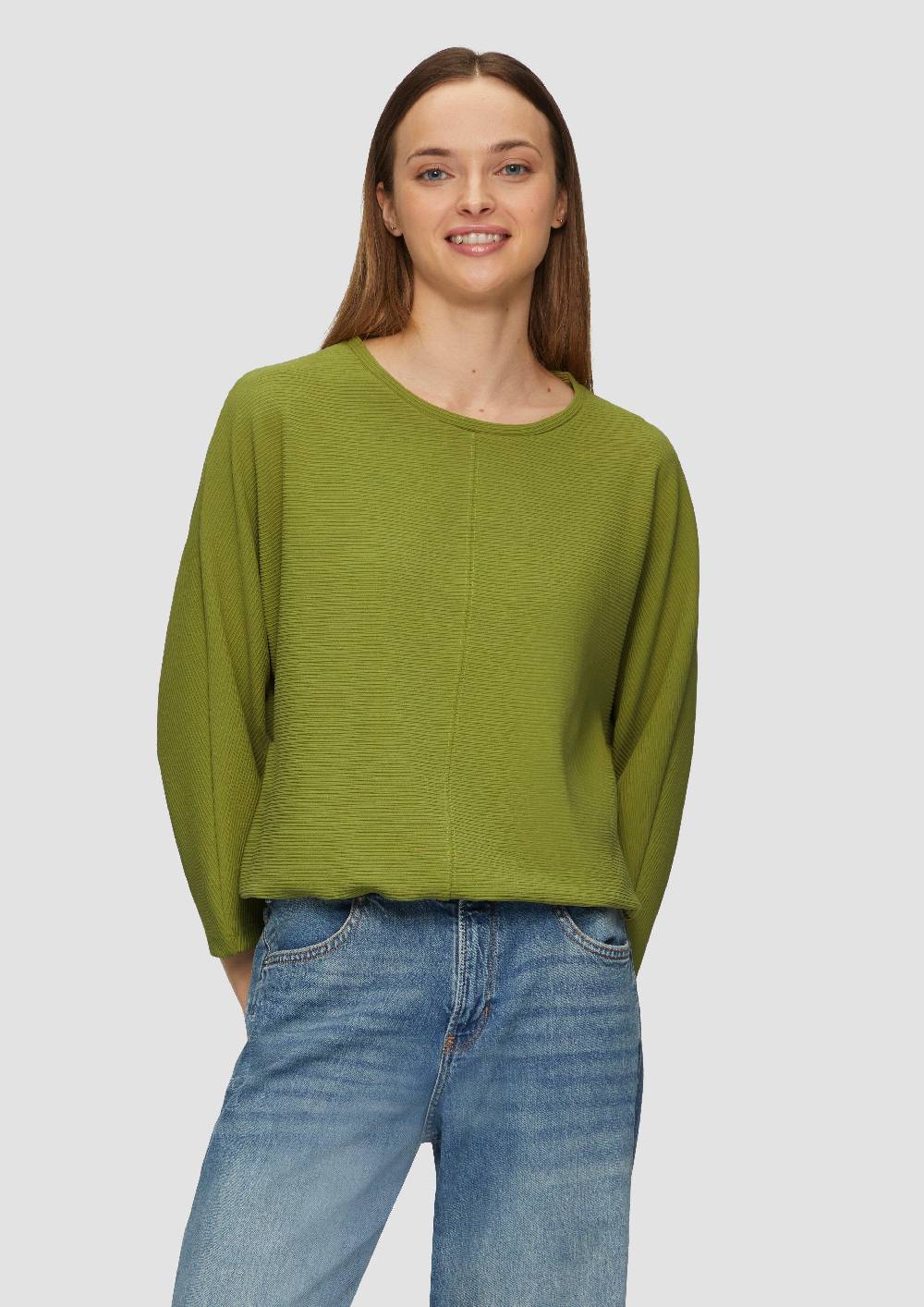 s.Oliver Strukturiertes Sweatshirt mit Fledermausarm im O-Shape Blitzverkäufe