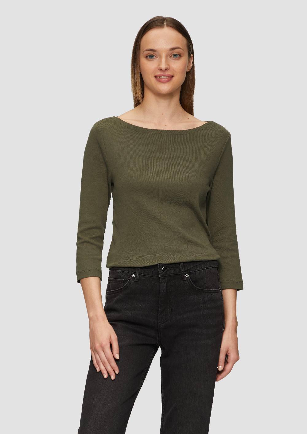 s.Oliver T-Shirt mit 3/4-Arm und U-Boot Ausschnitt Kostenloser Versand
