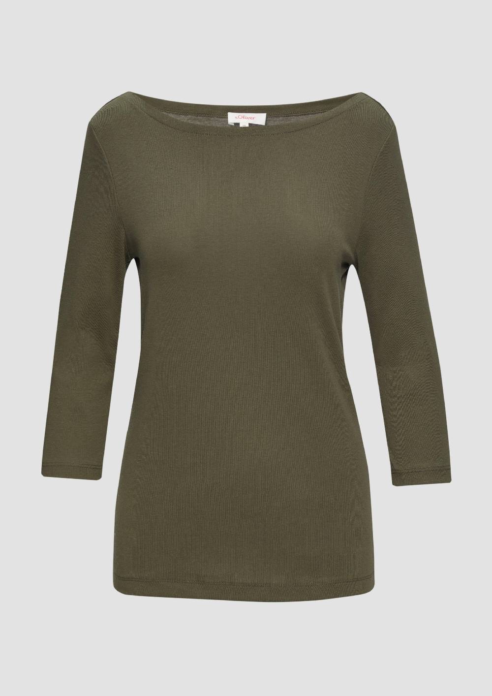 s.Oliver T-Shirt mit 3/4-Arm und U-Boot Ausschnitt Kostenloser Versand