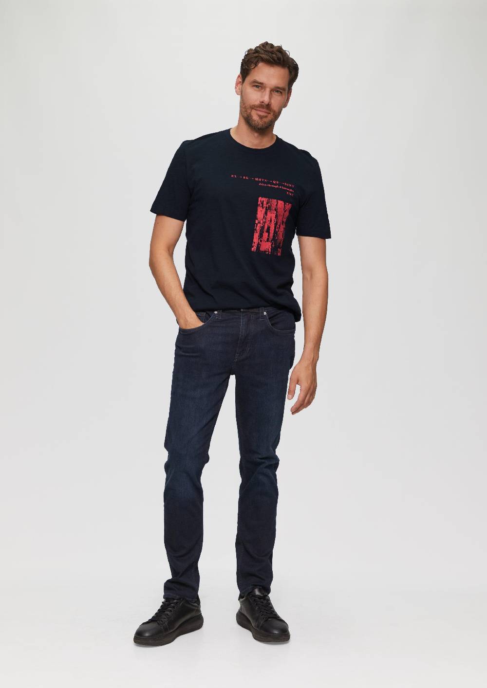 s.Oliver Printshirt aus Baumwolle mit Flammgarnstruktur Zeitlich begrenztes Angebot