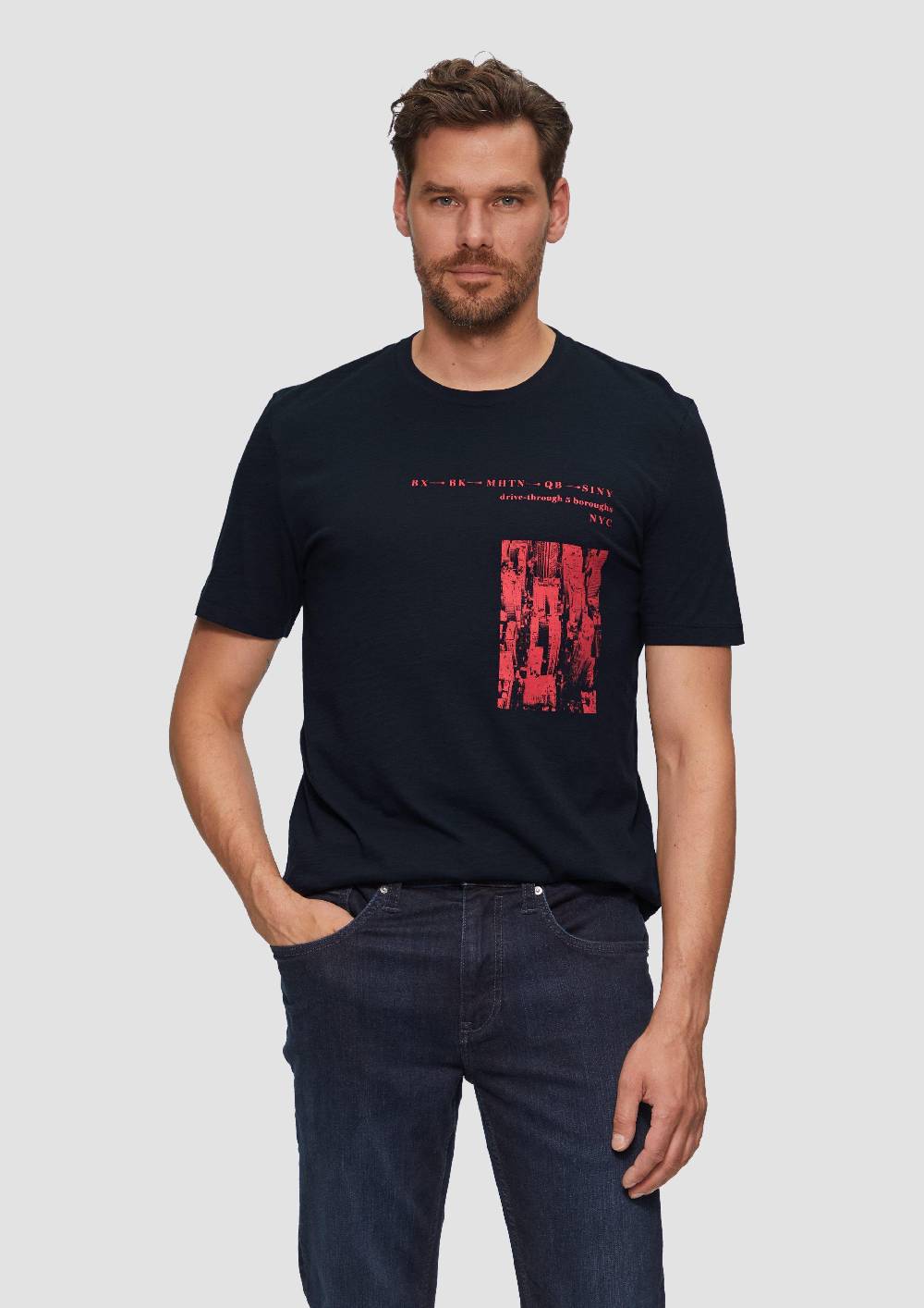 s.Oliver Printshirt aus Baumwolle mit Flammgarnstruktur Zeitlich begrenztes Angebot