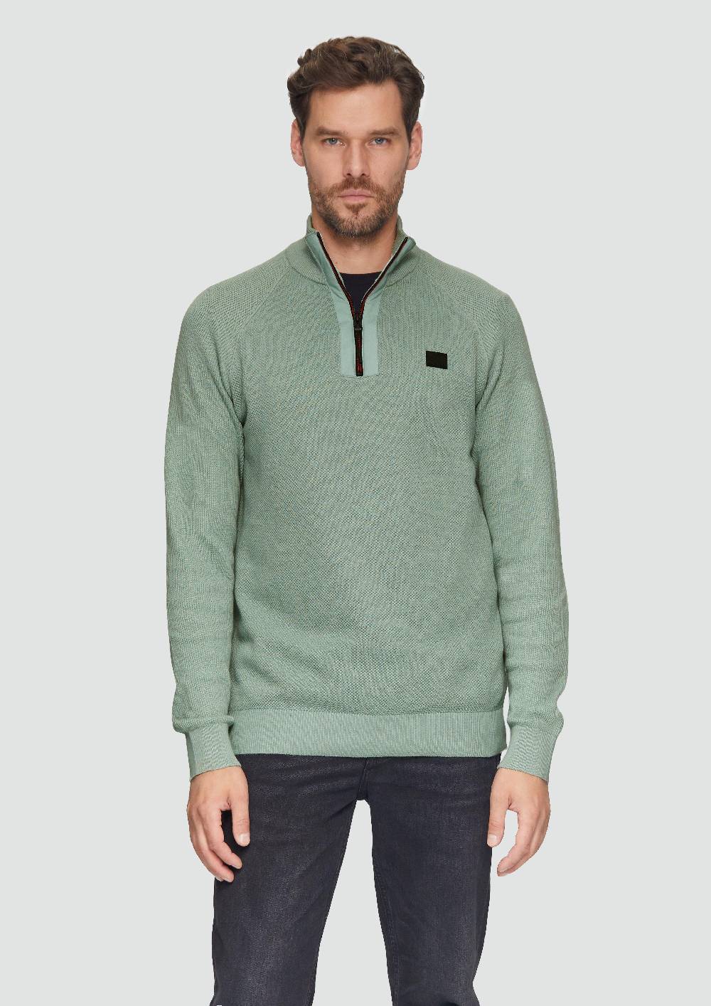 s.Oliver Strickpullover mit Troyer-Kragen und Strukturmix Kauf eins, bekomm eins gratis